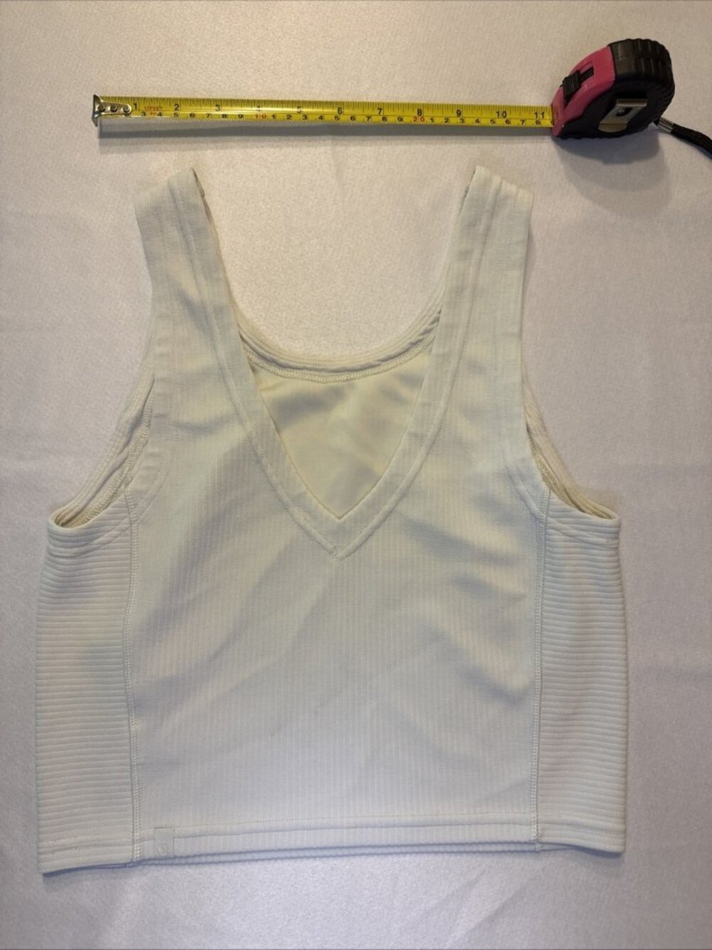 Lululemon Shirt Ribbed White V-Neck Crop Tank Top Light Support Size S/4 - Picture 4 of 5